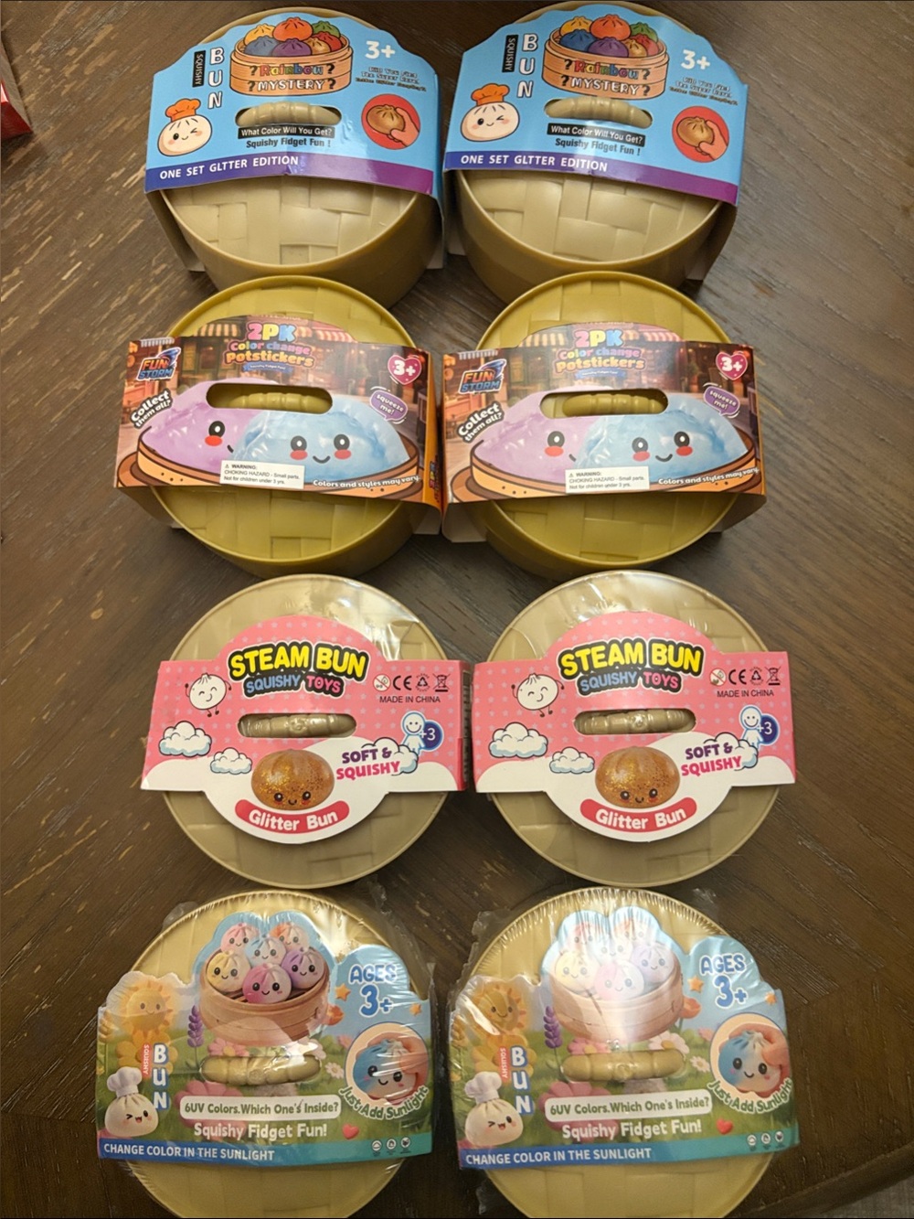 NIBs: 8 SETS DIF SQUISHY BUNS&POT STICKERS EDITIONS : see info below price$ 70